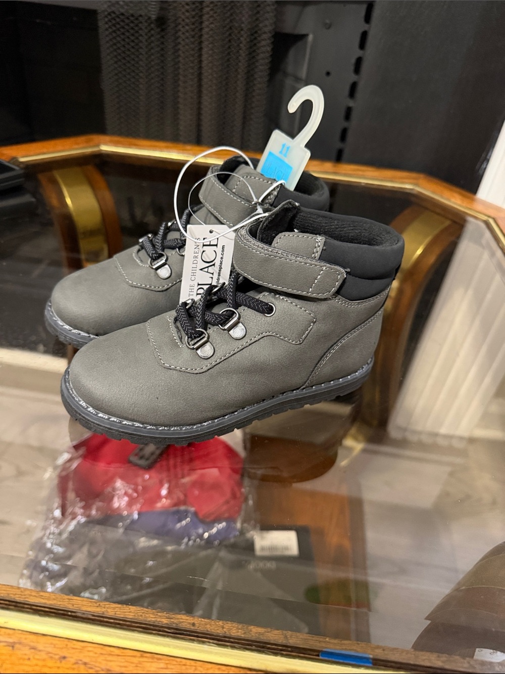 The Children's Place Grey Ankle Boots with Strap & Lace Detail